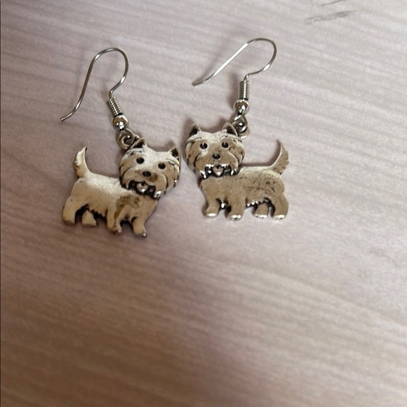 Silver Yorkshire Terrier Charm Earrings - Picture 4 of 4